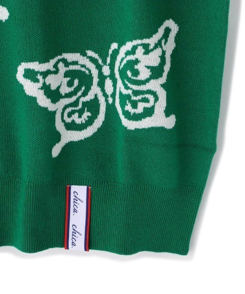 Chica（チカ）の「Chica/チカ/蝶ニットベスト（ベスト・レディース・ブラック/グリーン・F）」の21枚目の写真