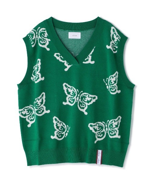 Chica（チカ）の「Chica/チカ/蝶ニットベスト（ベスト・レディース・ブラック/グリーン・F）」の17枚目の写真