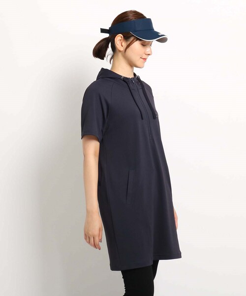 adabat（アダバット）の「◆ハーフジップ 半袖チュニック WEB限定サイズあり（チュニック・レディース・ダークネイビー/グレー系4・36/38/40/42）」の5枚目の写真