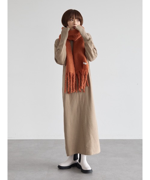 rem closet（レムクローゼット）の「アウトリンキングミラノリブワンピース（ワンピース・レディース・ベージュ/チャコールグレー/ブルー・FREE）」の17枚目の写真