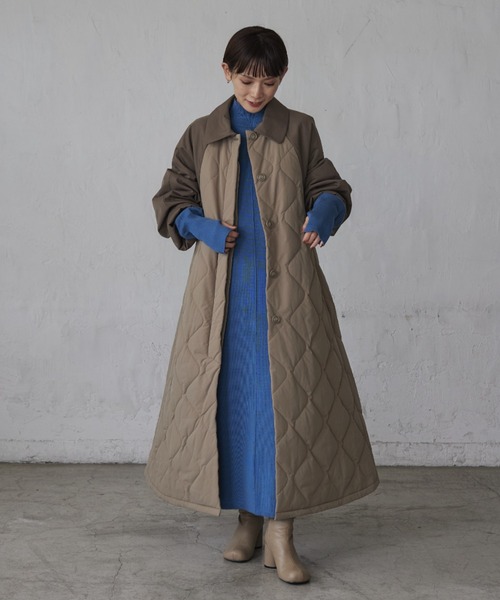 rem closet（レムクローゼット）の「アウトリンキングミラノリブワンピース（ワンピース・レディース・ベージュ/チャコールグレー/ブルー・FREE）」の8枚目の写真