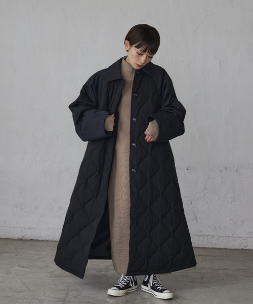 rem closet（レムクローゼット）の「アウトリンキングミラノリブワンピース（ワンピース・レディース・ベージュ/チャコールグレー/ブルー・FREE）」の12枚目の写真