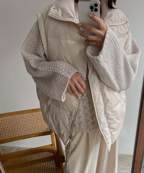 hellam（へラム）の「中綿ボリュームダウンベスト（ダウンベスト・レディース・アイボリー/ブラック・FREE）」の10枚目の写真