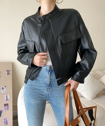 aimoha | フェイクレザージャケット(ライダースジャケット)