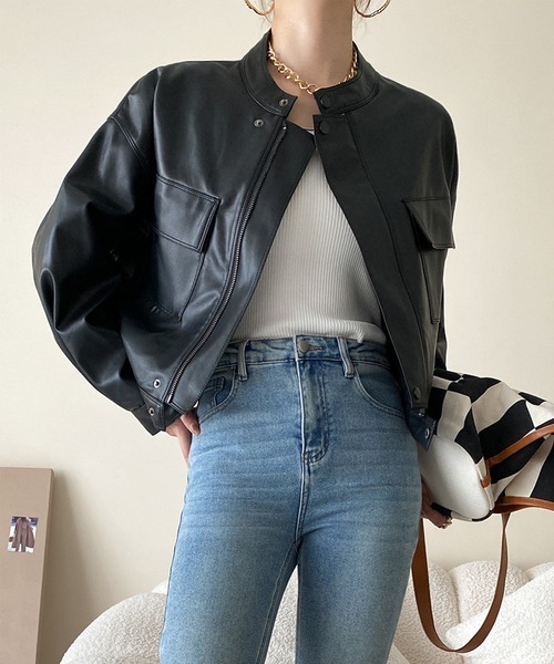 aimoha（アイモハ）の「フェイクレザージャケット（ライダースジャケット・レディース・ブラック・SMALL/MEDIUM/LARGE）」の12枚目の写真