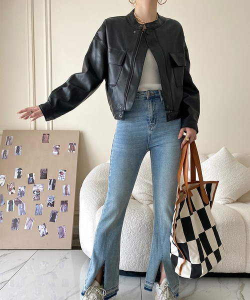 aimoha（アイモハ）の「フェイクレザージャケット（ライダースジャケット・レディース・ブラック・SMALL/MEDIUM/LARGE）」の14枚目の写真