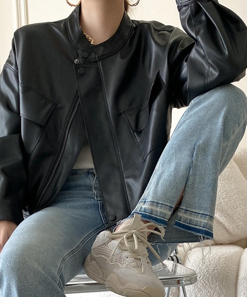 aimoha（アイモハ）の「フェイクレザージャケット（ライダースジャケット・レディース・ブラック・SMALL/MEDIUM/LARGE）」の15枚目の写真