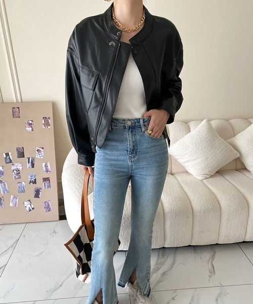 aimoha（アイモハ）の「フェイクレザージャケット（ライダースジャケット・レディース・ブラック・SMALL/MEDIUM/LARGE）」の17枚目の写真