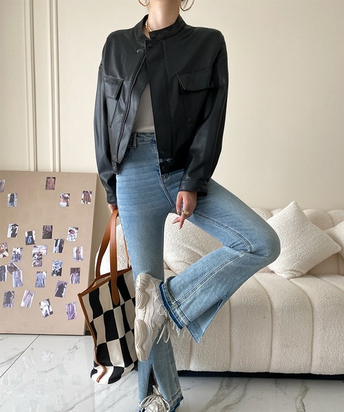 aimoha（アイモハ）の「フェイクレザージャケット（ライダースジャケット・レディース・ブラック・SMALL/MEDIUM/LARGE）」の21枚目の写真