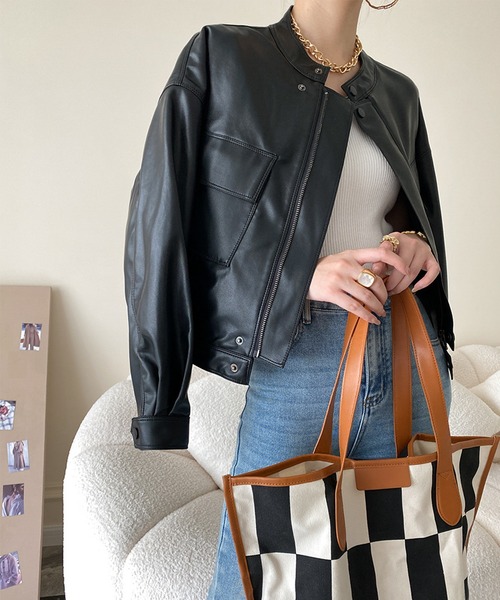 aimoha（アイモハ）の「フェイクレザージャケット（ライダースジャケット・レディース・ブラック・SMALL/MEDIUM/LARGE）」の22枚目の写真