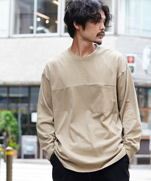 jiggys shop(ジギーズショップ)の「USAコットン ロンT オーバーサイズ 無地 長袖Tシャツ(Tシャツ/カットソー・メンズ・オフホワイト/ベージュ/ネイビー/ブラック/ミックスグレー/ダークグリーン・LARGE/X-LARGE/MEDIUM)」の5枚目の写真
