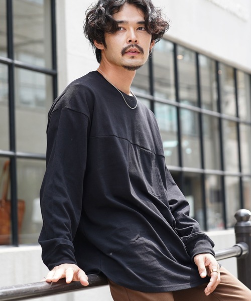 jiggys shop(ジギーズショップ)の「USAコットン ロンT オーバーサイズ 無地 長袖Tシャツ(Tシャツ/カットソー・メンズ・オフホワイト/ベージュ/ネイビー/ブラック/ミックスグレー/ダークグリーン・LARGE/X-LARGE/MEDIUM)」の3枚目の写真