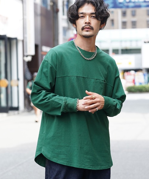 jiggys shop(ジギーズショップ)の「USAコットン ロンT オーバーサイズ 無地 長袖Tシャツ(Tシャツ/カットソー・メンズ・オフホワイト/ベージュ/ネイビー/ブラック/ミックスグレー/ダークグリーン・LARGE/X-LARGE/MEDIUM)」の6枚目の写真