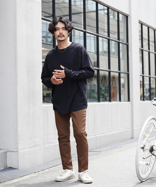 jiggys shop(ジギーズショップ)の「USAコットン ロンT オーバーサイズ 無地 長袖Tシャツ(Tシャツ/カットソー・メンズ・オフホワイト/ベージュ/ネイビー/ブラック/ミックスグレー/ダークグリーン・LARGE/X-LARGE/MEDIUM)」の10枚目の写真