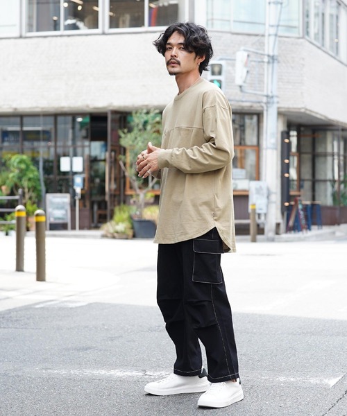 jiggys shop(ジギーズショップ)の「USAコットン ロンT オーバーサイズ 無地 長袖Tシャツ(Tシャツ/カットソー・メンズ・オフホワイト/ベージュ/ネイビー/ブラック/ミックスグレー/ダークグリーン・LARGE/X-LARGE/MEDIUM)」の14枚目の写真
