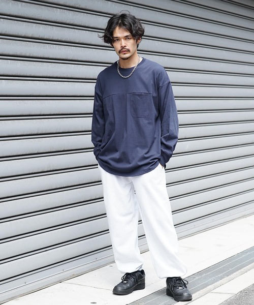 jiggys shop(ジギーズショップ)の「USAコットン ロンT オーバーサイズ 無地 長袖Tシャツ(Tシャツ/カットソー・メンズ・オフホワイト/ベージュ/ネイビー/ブラック/ミックスグレー/ダークグリーン・LARGE/X-LARGE/MEDIUM)」の18枚目の写真