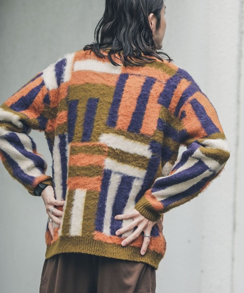 URBAN RESEARCH Sonny Label（アーバンリサーチサニーレーベル）の「モヘアタッチジャガードプルオーバー（ニット/セーター・メンズ・ライトブルー/ネイビー/オレンジ/グリーン系その他/ブルー系その他・MEDIUM/LARGE）」の7枚目の写真