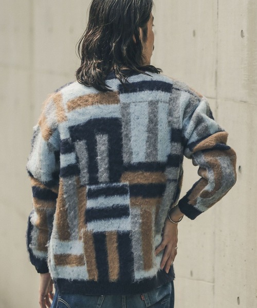 URBAN RESEARCH Sonny Label（アーバンリサーチサニーレーベル）の「モヘアタッチジャガードプルオーバー（ニット/セーター・メンズ・ライトブルー/ネイビー/オレンジ/グリーン系その他/ブルー系その他・MEDIUM/LARGE）」の12枚目の写真