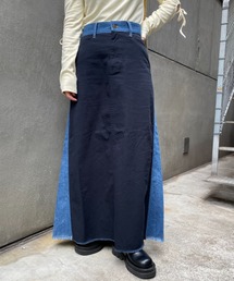 【CPC SCAMP】ツイルドッキングデニムフレアスカート