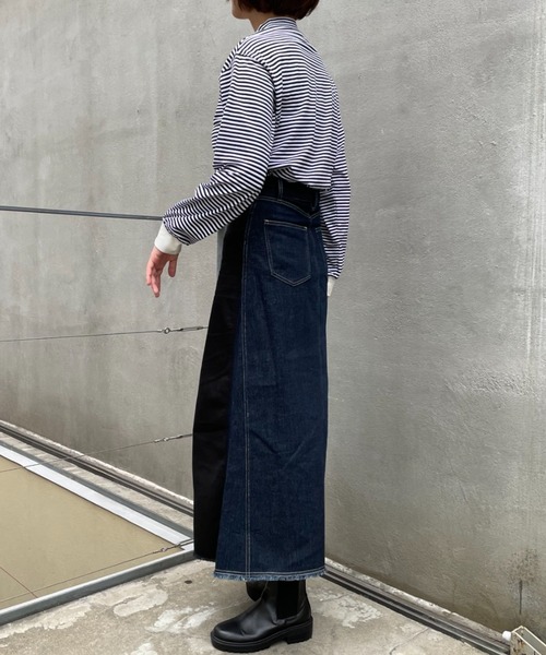 CIAOPANIC（チャオパニック）の「【CPC SCAMP】ツイルドッキングデニムフレアスカート（デニムスカート・レディース・ブラック/インディゴブルー・SMALL/MEDIUM）」の11枚目の写真