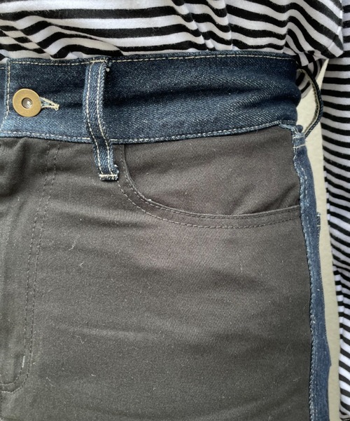 CIAOPANIC（チャオパニック）の「【CPC SCAMP】ツイルドッキングデニムフレアスカート（デニムスカート・レディース・ブラック/インディゴブルー・SMALL/MEDIUM）」の14枚目の写真