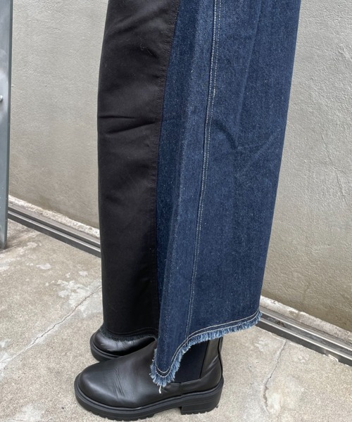 CIAOPANIC（チャオパニック）の「【CPC SCAMP】ツイルドッキングデニムフレアスカート（デニムスカート・レディース・ブラック/インディゴブルー・SMALL/MEDIUM）」の18枚目の写真