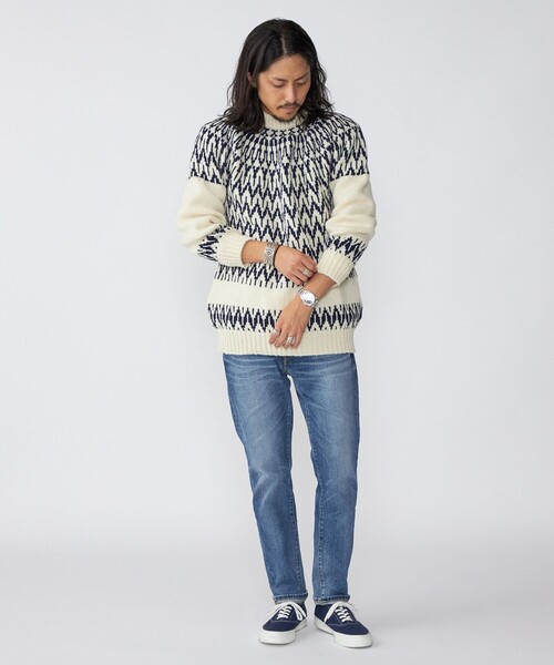 Guernsey Woollens（ガンジーウーレンズ）の「*【SHIPS別注】Guernsey Woollens: アイスランディック クルーネック ニット (セーター)（ニット/セーター・メンズ・ナチュラル/オリーブ/イエロー系/ネイビー・SMALL/MEDIUM/LARGE/X-LARGE）」の17枚目の写真