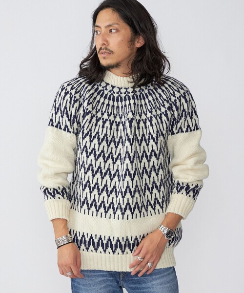 Guernsey Woollens（ガンジーウーレンズ）の「*【SHIPS別注】Guernsey Woollens: アイスランディック クルーネック ニット (セーター)（ニット/セーター・メンズ・ナチュラル/オリーブ/イエロー系/ネイビー・SMALL/MEDIUM/LARGE/X-LARGE）」の22枚目の写真