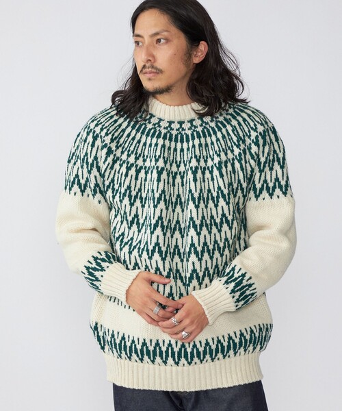 Guernsey Woollens（ガンジーウーレンズ）の「*【SHIPS別注】Guernsey Woollens: アイスランディック クルーネック ニット (セーター)（ニット/セーター・メンズ・ナチュラル/オリーブ/イエロー系/ネイビー・SMALL/MEDIUM/LARGE/X-LARGE）」の15枚目の写真