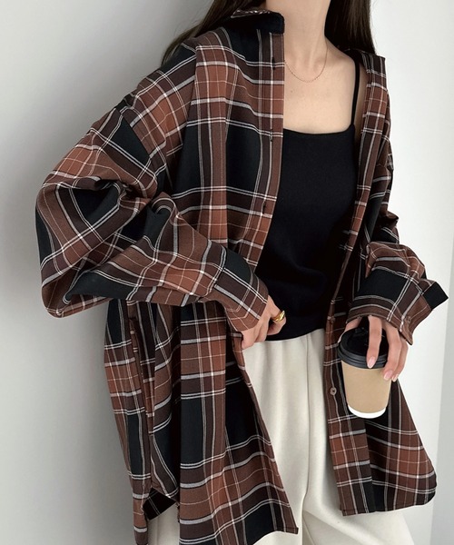 m me emd エムミーエメ　チェックシャツ セール】チェック柄衿付きシャツ（シャツ/ブラウス）｜andme