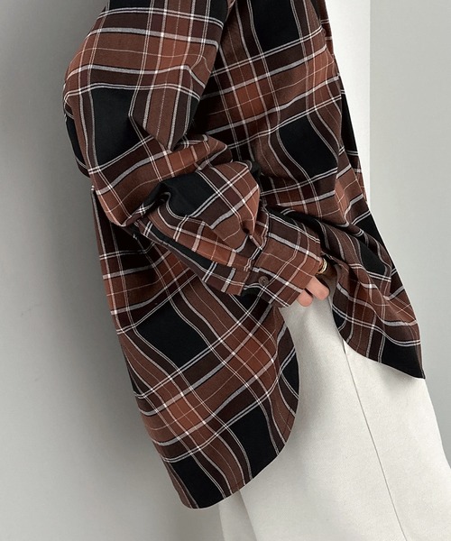 m me emd エムミーエメ　チェックシャツ M me eme／【Pre Order】Urban check shirt outer【8月下旬発送