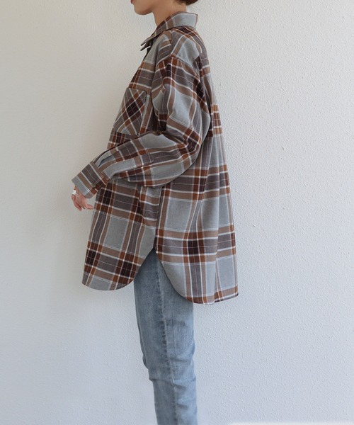 andme(アンドミー)の「チェック柄衿付きシャツ(シャツ/ブラウス・レディース・ブラウン/グレー/ボルドー・M/L)」の6枚目の写真