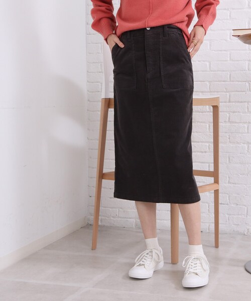 SHOO・LA・RUE(シューラルー)の「◆ストレッチコーデュロイ ナロースカート(スカート・レディース・ダークオレンジ/ブラック/グレー系その他/ベージュ・02/03/04)」の19枚目の写真