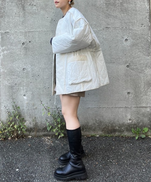 CIAOPANIC(チャオパニック)の「【CPC SCAMP】キルティングブルゾン(ノーカラーコート・レディース・アイボリー/ブラウン/カーキ・FREE)」の12枚目の写真