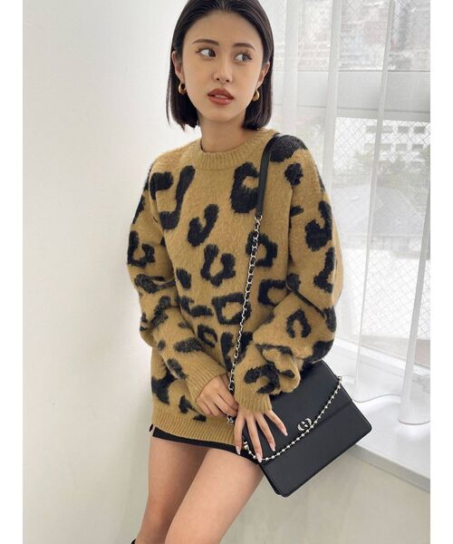 EMODA（エモダ）の「フラッフィーレオパードニット（ニット/セーター・レディース・ベージュ/ブラック/ブルー・FREE）」の3枚目の写真