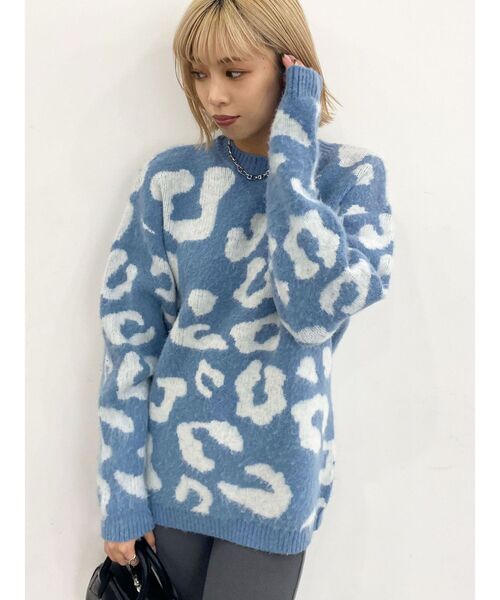 EMODA（エモダ）の「フラッフィーレオパードニット（ニット/セーター・レディース・ベージュ/ブラック/ブルー・FREE）」の8枚目の写真