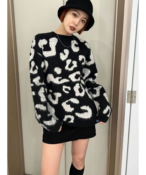 EMODA（エモダ）の「フラッフィーレオパードニット（ニット/セーター・レディース・ベージュ/ブラック/ブルー・FREE）」の13枚目の写真