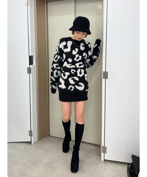 EMODA（エモダ）の「フラッフィーレオパードニット（ニット/セーター・レディース・ベージュ/ブラック/ブルー・FREE）」の14枚目の写真