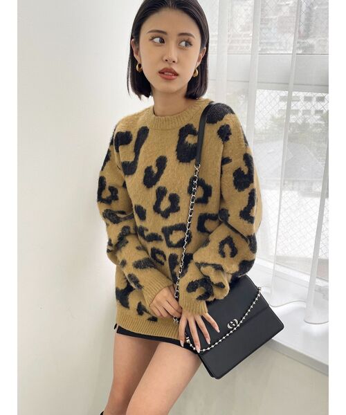 EMODA（エモダ）の「フラッフィーレオパードニット（ニット/セーター・レディース・ベージュ/ブラック/ブルー・FREE）」の16枚目の写真