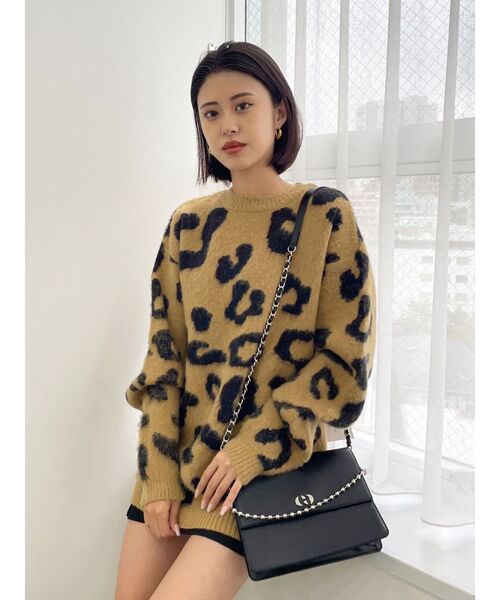 EMODA（エモダ）の「フラッフィーレオパードニット（ニット/セーター・レディース・ベージュ/ブラック/ブルー・FREE）」の17枚目の写真