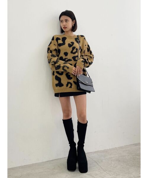 EMODA（エモダ）の「フラッフィーレオパードニット（ニット/セーター・レディース・ベージュ/ブラック/ブルー・FREE）」の18枚目の写真