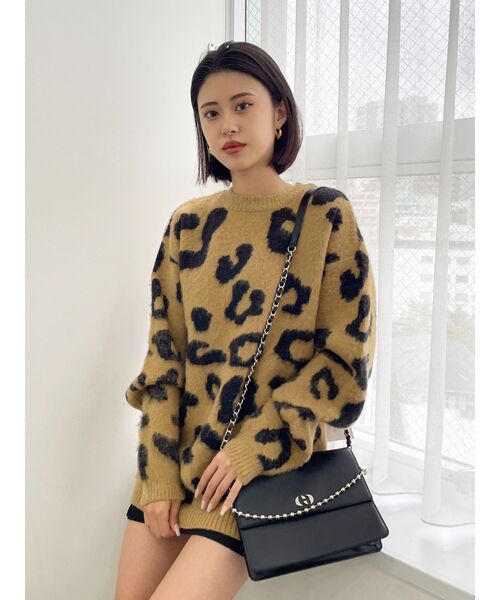 EMODA（エモダ）の「フラッフィーレオパードニット（ニット/セーター・レディース・ベージュ/ブラック/ブルー・FREE）」の20枚目の写真