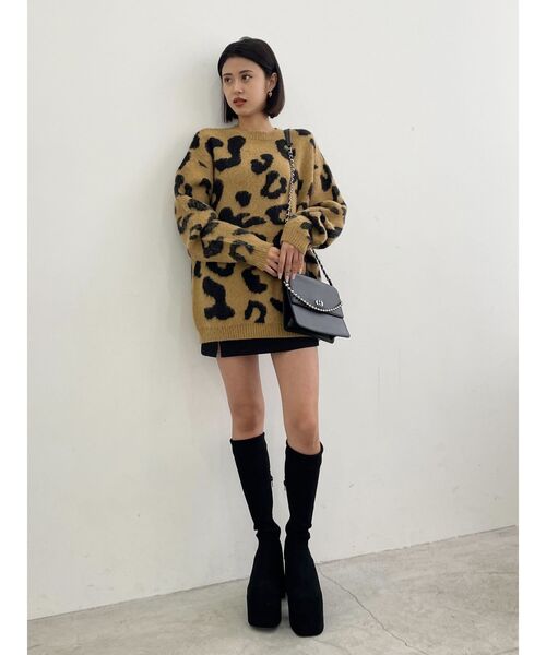 EMODA（エモダ）の「フラッフィーレオパードニット（ニット/セーター・レディース・ベージュ/ブラック/ブルー・FREE）」の21枚目の写真