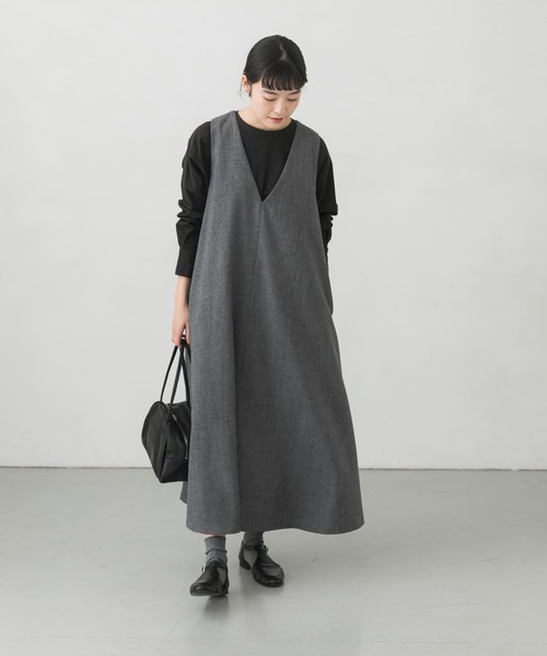 Amazon.co.jp: [かぐれ] リネンAラインワンピース BLACK FREE