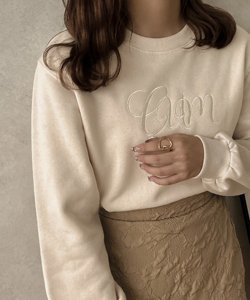 apres jour clair(アプレジュールクレア)の「【apres jour clair】ロゴ刺繍スウェット【ZOZOTOWN限定アイテム】(スウェット・レディース・アイボリー/モカ・X-LARGE/フリー)」の4枚目の写真