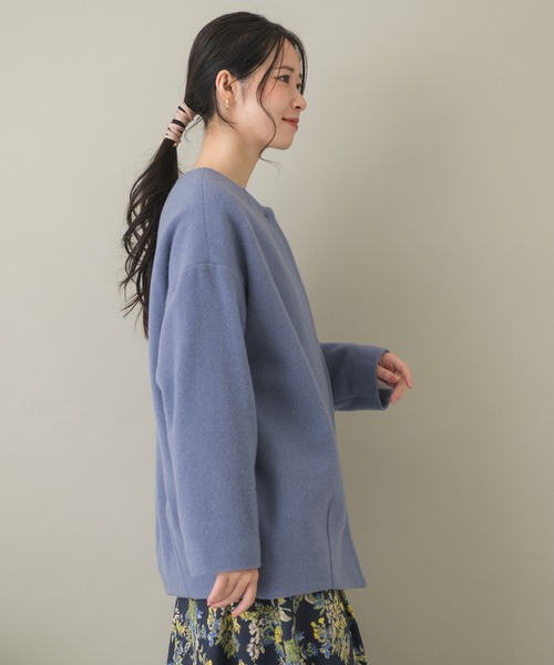 KATHARINE ROSS エシカルモッサミディコート ブルー ウール KATHARINE