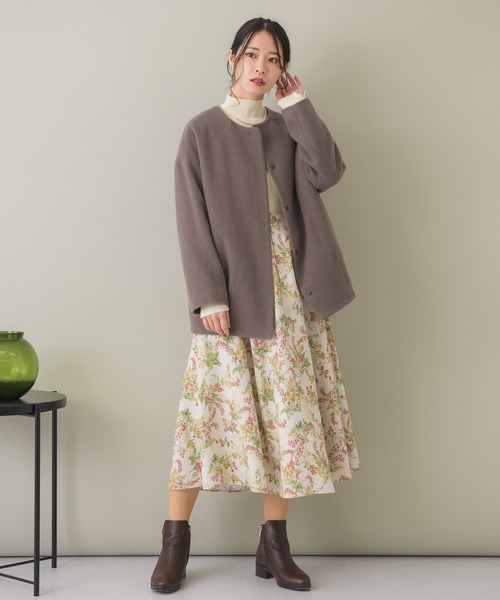 KATHARINE ROSS エシカルモッサミディコート ブルー ウール KATHARINE