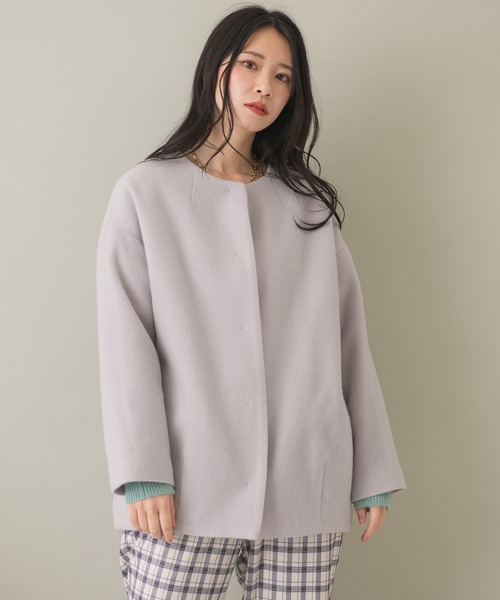 KATHARINE ROSS エシカルモッサミディコート ブルー ウール KATHARINE