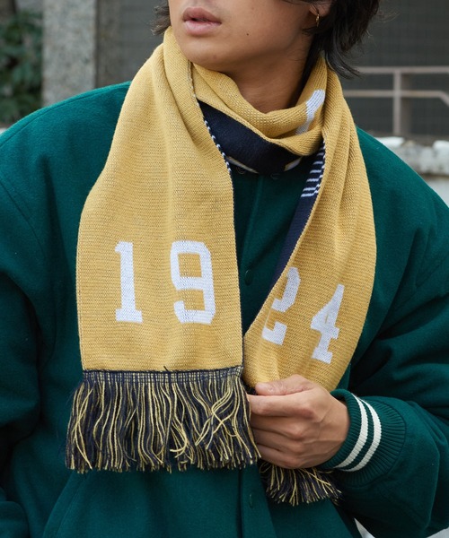 UNIVERSAL OVERALL(ユニバーサルオーバーオール)の「【UNIVERSAL OVERALL】UO ロゴジャカードマフラー ※M1074 YMY(マフラー・メンズ・ネイビー/グリーン/ワイン・FREE)」の2枚目の写真