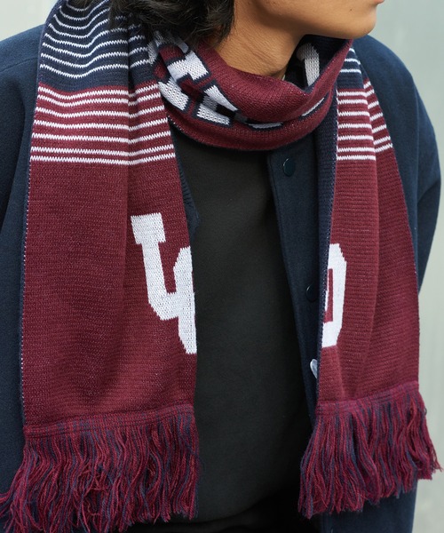 UNIVERSAL OVERALL(ユニバーサルオーバーオール)の「【UNIVERSAL OVERALL】UO ロゴジャカードマフラー ※M1074 YMY(マフラー・メンズ・ネイビー/グリーン/ワイン・FREE)」の10枚目の写真